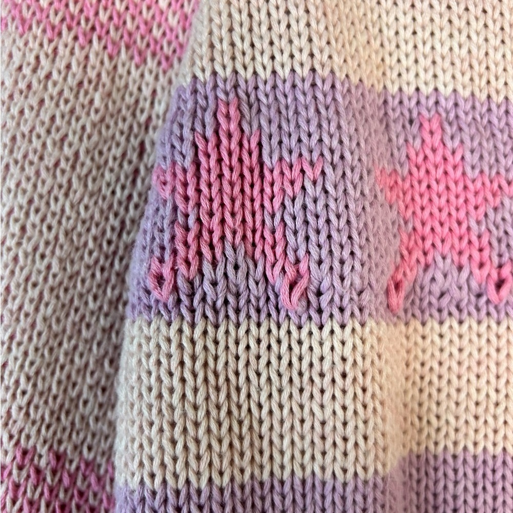 LoveShackFancy Pink Check Cardigan Puff Sleeve Knit Small - Picture 8 of 13
